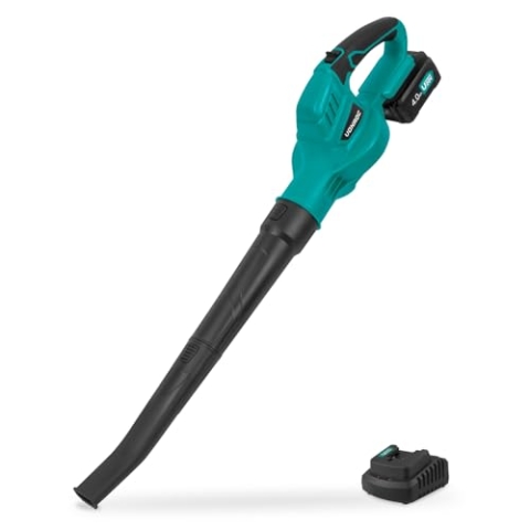 VONROC Laubbläser Akku VONROC 20 V - Geschwindigkeit 180 km/h, leicht und ergonomisch, Soft-Grip-Griff, Modell 2024, inklusive Akku und Ladegerät 4,0 Ah