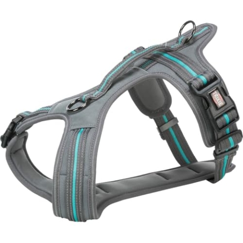 Trixie Fusion Reisegeschirr, Graphit/Ozean, M-L: 61-75 cm/30 mm, Nylon