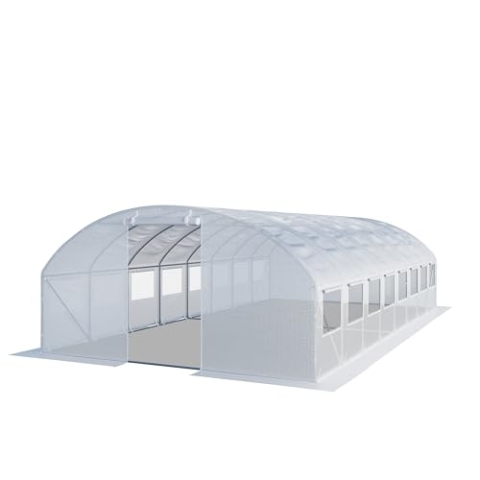TOOLPORT Foliengewächshaus Gewächshaus 4x8m stabil & langlebig mit Fenster - reißfeste PE Plane 180g/m² weiß transparent
