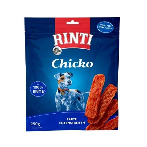 RINTI Chicko Entenstreifen | Hunde Snack | 9x250g | 100% zarte Entenstreifen | Wenig Fett