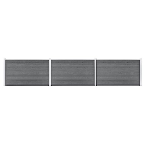 vidaXL Gartenzaun WPC Sichtschutzzaun Lamellenzaun Windschutz Sichtschutz Zaun Steckzaun Systemzaun Garten 526x106cm Grau Aluminiumstange