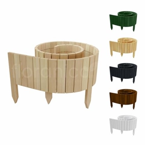 Floranica Rollborder II Flexibler Holzzaun 200 x 30 cm Unbehandelt (kürzbar) Kiefernholz Beetumrandung unimprägniert Gartenzaun Beeteinfassung Dekozaun Rollboarder Rasenkante