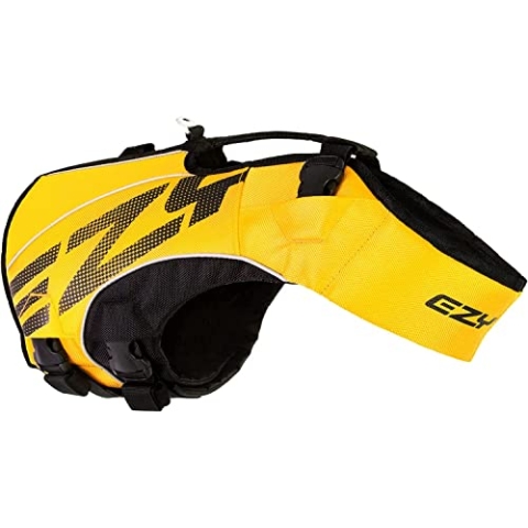 EzyDog Premium Schwimmweste Hund, DFD X2 Hundeschwimmweste, Schwimmwesten für Kleine, Mittelgroße und Große Hunde, Rettungsweste mit Griff (3XS, Gelb)