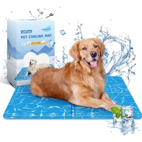 Nobleza - Kühlmatte Hunde Selbstkühlend Ungiftige Gelauflagen Welpe Katzenbett Kühlmatratze im Sommer, 110 * 70cm, Blau, XL