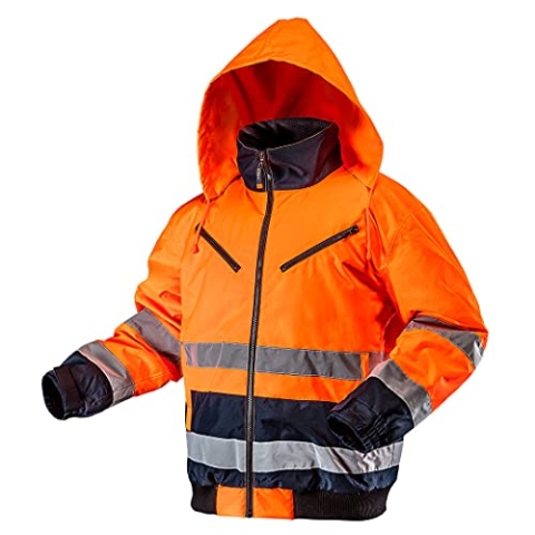 NEO TOOLS Thermo Warnschutzjacke EN 20471 Warnjacke orange Neon gelb Arbeitsjacke Warnschutz Sicherheitsjacke M orange