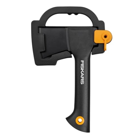 Fiskars Freizeitbeil, Solid, Mit Klingen-/Transportschutz, Antihaftbeschichtet, Hochwertige Stahl-Klinge/Glasfaserverstärkter Kunststoff-Stiel, Schwarz, A5, Länge: 26 cm, 566 g, 1051084