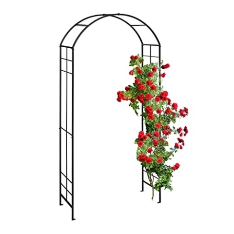 Relaxdays Rosenbogen Metall, Torbogen Garten, HxBxT: 224 x 110 x 41 cm, Stabiler Rankbogen für Kletterpflanzen, schwarz