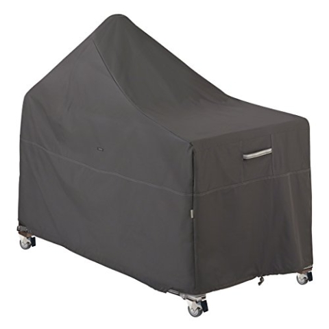 Classic Accessories 55-420-015101-EC Ravenna Kamado Keramikgrill mit versetzter Tischabdeckung Premium Outdoor Grillabdeckung mit strapazierfähigem und wasserabweisendem Stoff, Taupe, Groß