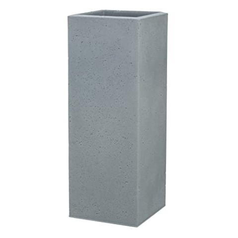 Scheurich C-Cube High, Hochgefäß aus Kunststoff, Stony Grey, 26 cm lang, 26 cm breit, 70 cm hoch, 9 l Vol.