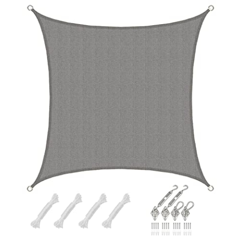 AMANKA 3x3 UV Sonnensegel Quadratisch Wasserdurchlässig - Sonnenschutz Terrassenüberdachung mit Befestigung - Sonnendach Terrasse Balkon Wohnwagen Carport Hasenstall Pool Segel Sichtschutz Garten