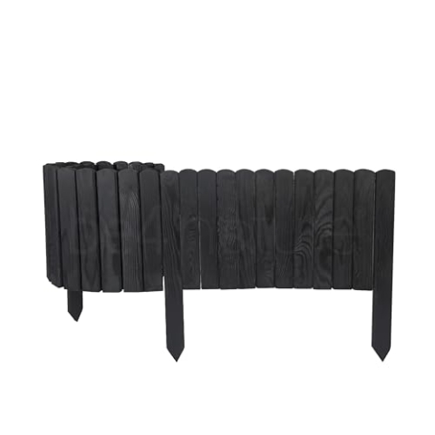 be4nature Flexibler Rollborder aus Holz 200 x 30 cm Grau Imprägnierte Beeteinfassung aus Kiefernholz Inkl. Gummihammer Beetumrandung Gartenzaun Palisade Rollzaun Steckzaun