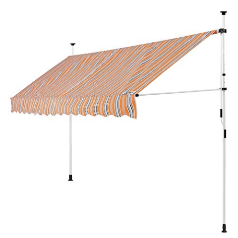DETEX® Klemmmarkise 400 cm breit Höhenverstellbar Handkurbel UV-beständig Ohne Bohren Wasserabweisend Balkonmarkise Markise Balkon Terrasse Orange