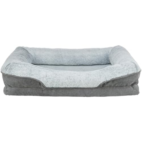 TRIXIE orthopädisches Hundebett Vital Lino 90 × 65 cm in grau - hochwertiges Hundekissen mit Memory Schaum - Hundekorb für ältere Hunde - gelenkschonend und entlastend – 374051