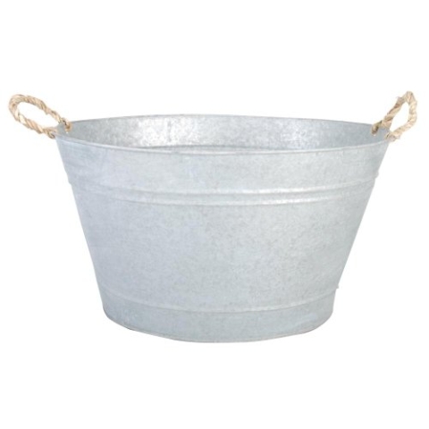 Esschert Design Gartenwanne, Pflanzwanne in grau aus verzinktem Metall, 30 Liter, ca. 47,5 cm x 38,4 cm x 26,2 cm