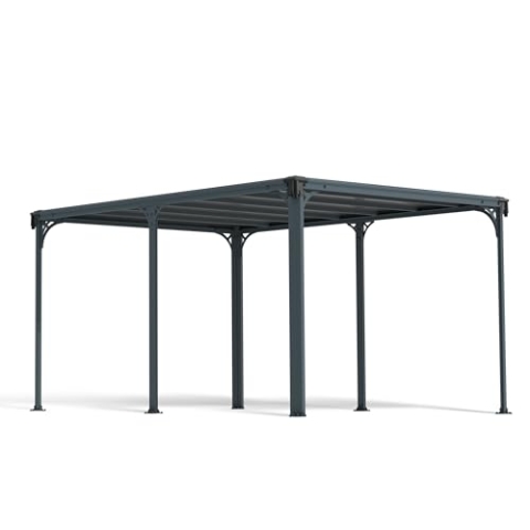 Palram Milano 4300 Gartenpavillon: Höchst Widerstandsfähiger Und Flacher Hardtop Pavillon 426 x 309 cm. Robuste Aluminiumkonstruktion Mit Dach Aus Polycarbonat. Ideal Als Freistehende Überdachung.