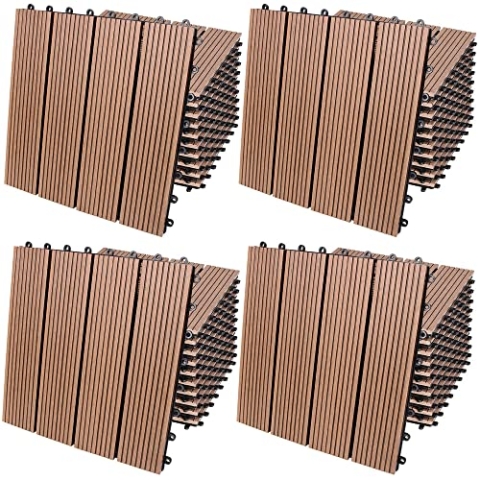 Casaria® WPC Fliesen 30x30cm 44er Set 4m² Stecksystem Drainage Zuschneidbar Terrasse Balkon Garten Klick Klassik Terrakotta