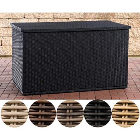 CLP Polyrattan Auflagenbox Comfy Ø 5 MM I 320 oder 785 Liter I Für Gartenpolster I Wasserdicht, Farbe:schwarz, Größe:125 cm