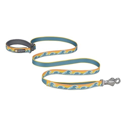 RUFFWEAR Crag Dog Lead, Everyday Dog Leash with Integrated Reflectivity, Comfortable Hand Held or Waist Worn, Lightweight & Portable, Pet Accessories for Walks, 1.8m Long, Rising Wave