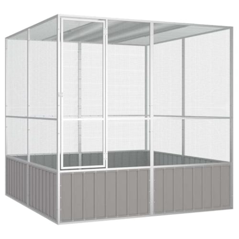 vidaXL Vogelkäfig, verzinkter Stahl, 213,6 x 217,4 x 211,6 cm, Grau