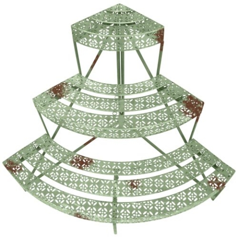 Esschert Design IH Etagere viertelrund, grün, 50 x 51 x 75, IH016