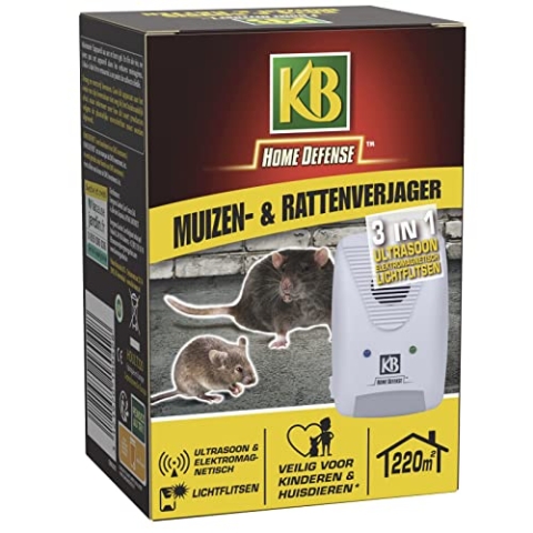 KB Home Defense HDULT220 – Ratten- und Mäusevertreiber elektromagnetisch und leuchtendes Blitzlicht 220 m² – 3-in-1-Abwehrmittel – permanente Wirkung ohne Gewöhnung – 220 m² = große Flächen
