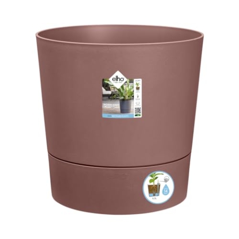 elho Greensense Aqua Care Rund 30 mit Integrierte Wasserspeicher - Blumentopf für Innen & Außen - 100% Recyceltem Plastik - Ø 29.5 x H 29.1 cm - Braun/Lehmbraun