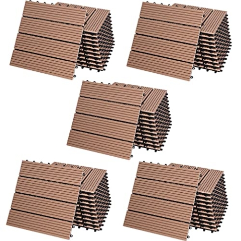 Casaria® WPC Fliesen 30x30cm 55er Set 5m² Stecksystem Drainage Zuschneidbar Terrasse Balkon Garten klick Klassik Terrakotta