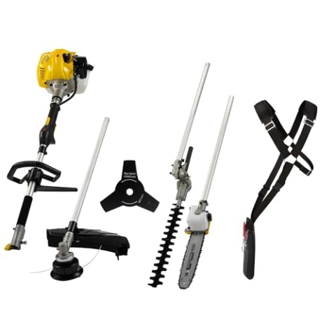 TEXAS Gartenpflegeset 4in1 Benzin BCU33M Hochentaster Rasentrimmer Motorsense Heckenschere teleskop kettensäge astschere | 2-Takt | 33ccm | 0,9 kW | 1,2 ps bei 7200 U/min