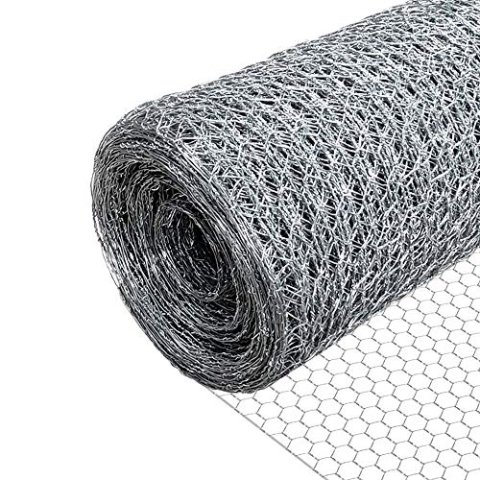 VOUNOT® Maschendrahtzaun Sechseckgeflecht, Drahtzaun Hasendraht Kaninchendraht Hühnerdraht, Maschenweite 25 mm, Höhe 100 cm, Länge 25 m, Verzinkt Silber