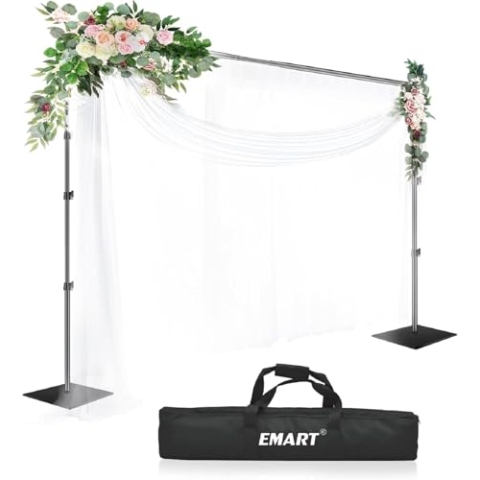 EMART Foto Hintergrund Ständer mit Stahlsockel, 2,6m x 3m Verstellbarer Hintergrundsystem, Hintergrundständer Fototudios für Fotografie Video Studio Porträt Partydekoration