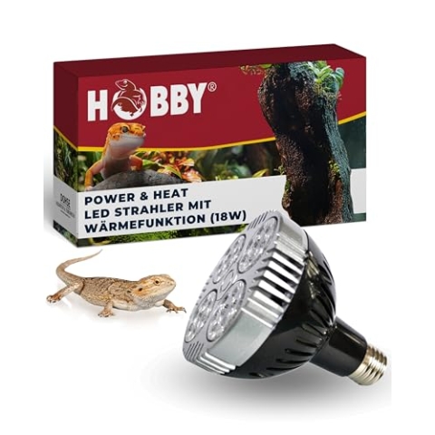 HOBBY Terraristik Power & Heat I 35 W I LED Strahler mit Wärmefunktion für Terrarien I Terrarium Wärmestrahler I LED-Lampe zur Abgabe von Licht und Wärme I Wärmelampe für Reptilien & Amphibien