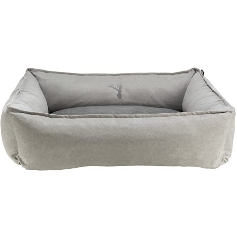 TRIXIE Hundebett Leni 60 × 50 cm in sand/grau - geräumiger Hundeschlafplatz mit gemütlichem Kissen - Hundekorb für mittelgroße Hunde - rutschfest und waschbar - 37993