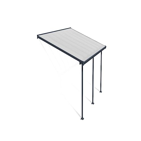 Canopia by Palram Terrassenüberdachung Alu Feria 3X4.25 Polycarbonat Hohlkammerplatten Pergola 425 x 300 cm Grau zur Überdachung ihrer Terrasse