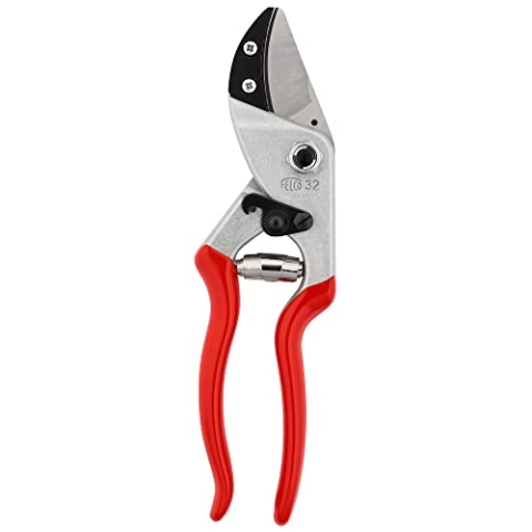 FELCO 32 Gartenschere (Baumschere, Schnitt-ø 25 mm, Länge 210, Gartenschere für große Hände, mit gebogenem Amboss, für Rechts- + Linkshänder)