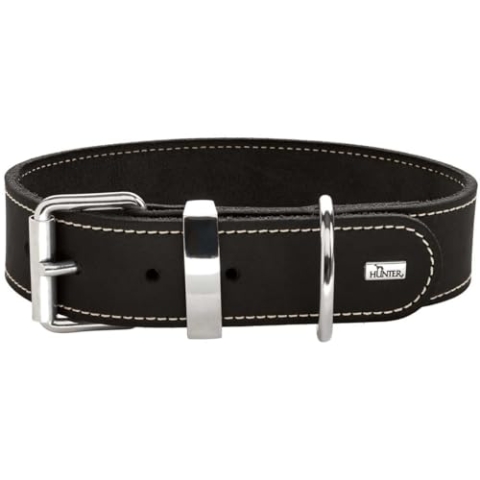 HUNTER AALBORG SPECIAL Hundehalsband, Leder, strapazierfähig, komfortabel, 70 (L-XL), schwarz