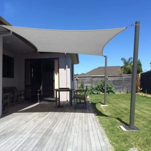 Dripex Sonnensegel wasserdicht Sonnenschutz Set 3X5 m inkl Befestigungsseile Rechteckig Polyester Imprägniert 95% UV Schutz Windschutz Wetterschutz für Balkon Garten Terrasse - Grau