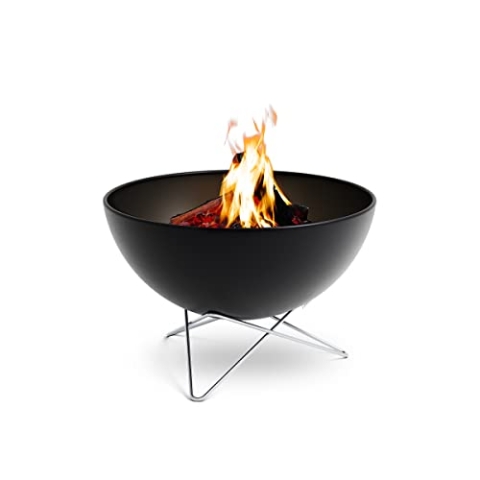 höfats - Bowl 70 Feuerschale mit Edelstahl Sternfuß - raucharme Verbrennung - Feuerstelle mit Plancha Grillplatte und Grillrost nutzbar - kippbarer Feuerkorb Stahl emailliert, schwarz, Ø 70 cm