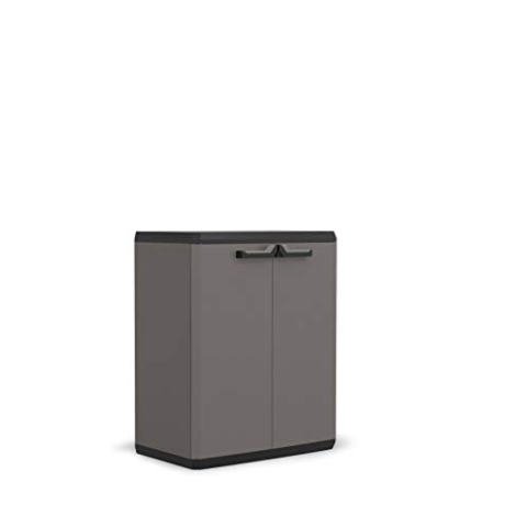 Keter Più Kunststoffschrank, niedrig, anthrazit/schwarz, 68 x 39 x 83 cm