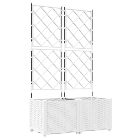 vidaXL Rechteckiger weißer Pflanzer mit Bogen, Pflanzenbehälter für Innen/Außen, wetterfestes Design für mehrere kletternde Pflanzen, modernes Mattes Finish, perfekt für Balkone, Gärten & Terrassen