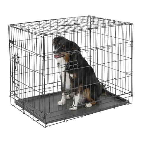 Kerbl Gittertransportbox (Länge x Breite x Höhe 76 x 54 x 64 cm, mit zwei Türen, stabile Gitterbox für Hunde) 81365