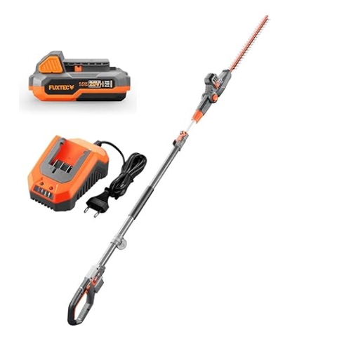 Fuxtec Akku Hochheckenschere 20V FX-E1HH20-SET Elektro Teleskop Heckenschere zum Schneiden von Hecken und Sträuchern – inklusive Akku und Ladegerät