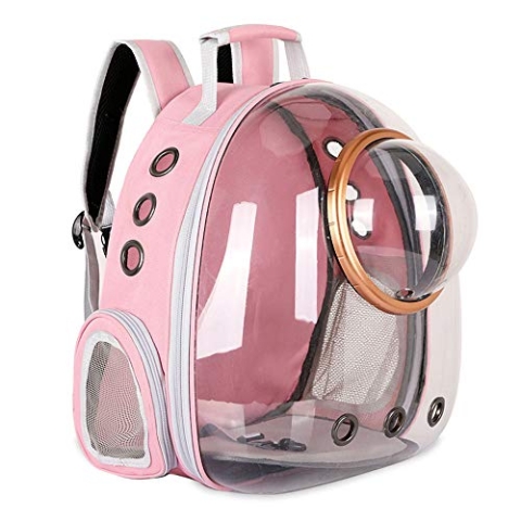 Sipobuy Pet Raum Kapsel Rucksack, Kleine Medium Katze Welpen Hund Träger, Transparent Atmungsaktive Wärme Proof, Pet Träger Für Reise Wandern Zu Fuß Camping (Pink)