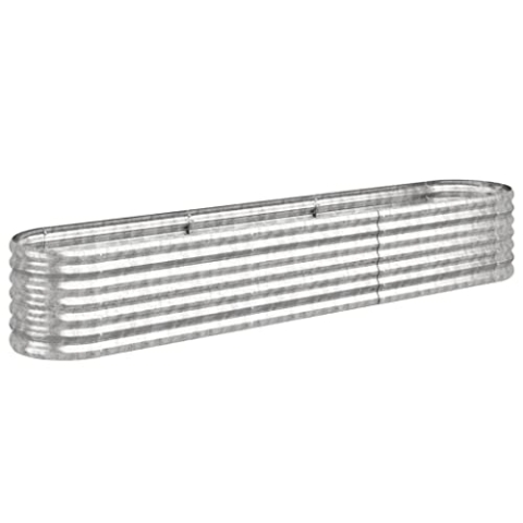 vidaXL Hochbeet, Wetterfestes Hochbeet für Garten Balkon Terrasse, Kräuterhochbeet zum Selber Bauen, Pflanzkasten aus Metall, Pulverbeschichteter Stahl Silbern