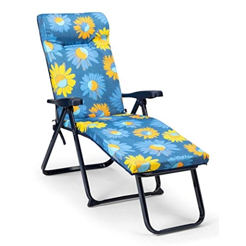 SOLENNY Klappbare Hängematte für Garten und Strand, 6 Positionen, mit gepolsterten Fußstützen, 132 x 62 x 114 cm, mit Kopfteil aus waschbarem Stoff und Stabilisatoren für mehr Sicherheit