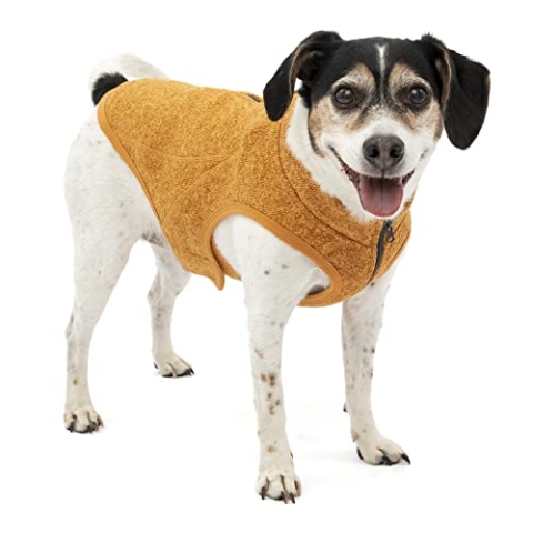 Kurgo Core Hunde-Pullover, Leichtes Fleece, Mit 2-Wege-Reißverschluss, Mit Hundegeschirr kompatibel, Größe S, Orange