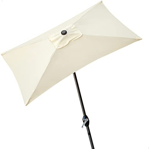 AKTIVE Rechteckiger Balkonschirm, Terrassenschirm, Rechteckschirm, Gartenterrassenschirm, 200x120 cm, cremefarben, Aluminiummast