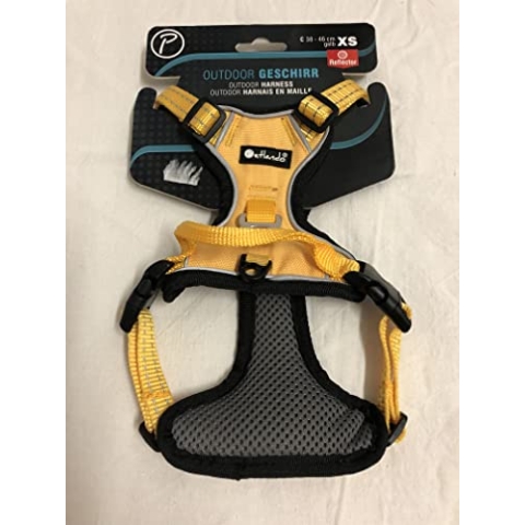 Petlando Mesh- Outdoor Geschirr XS gelb mit Reflektorstreifen (Brustumfang 38-46cm)