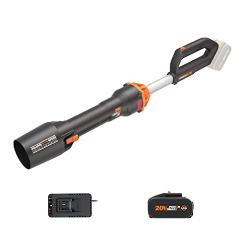 WORX WG543E Nitro Profi Akku-Laubbläser Leafjet 20V - leistungsstarker bürstenloser Motor - Luftgeschwindigkeit 209km/h – Luftmenge 696m³/h - leicht & kompakt - inkl. 4Ah PowerShare Akku & Ladegerät