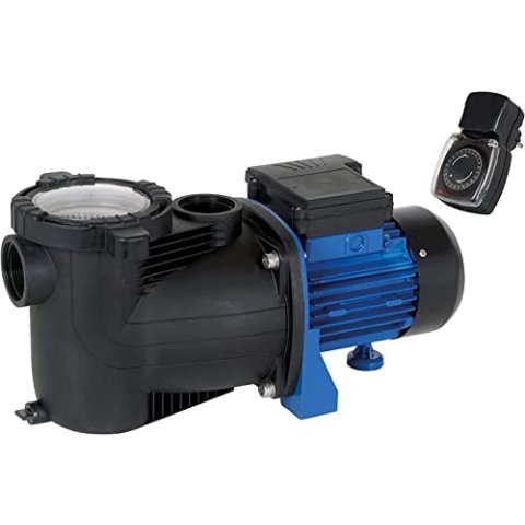 T.I.P. Poolpumpe - Filterpumpe - Umwälzpumpe mit Vorfilter (40 m³ Beckengröße, 13.000 l/h Fördermenge, inkl. Timer, 12 m Förderhöhe, 1,2 bar Druck, 600 W, Selbstansaugend) SPP 600 FT, 30444