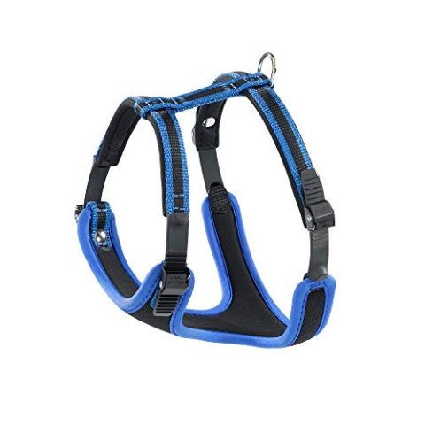Ferplast Kleines Hundegeschirr ERGOCOMFORT EXTRA SMALL, verstellbares Hundegeschirr, bequem, gepolstert, doppelter Mikroverstellverschluss, Schnellverschluss, blau